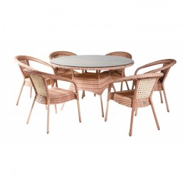 Комплект садовой мебели DECO 6 с круглым столом, шоколад