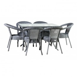 Комплект садовой мебели DECO 6 с прямоугольным столом, серый
