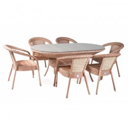 Стол садовый обеденный овальный CAMELLIA, капучино